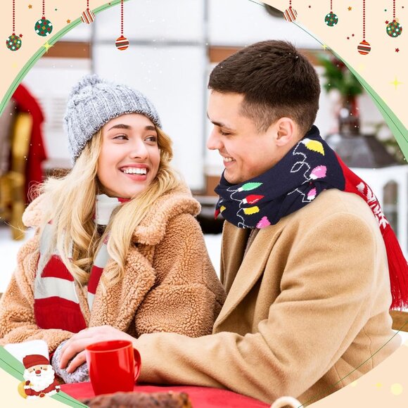 8 Pcs Knitted Winter Scarves Unisex Christmas Tassel Scarves for Men Women - Picture 5 of 7